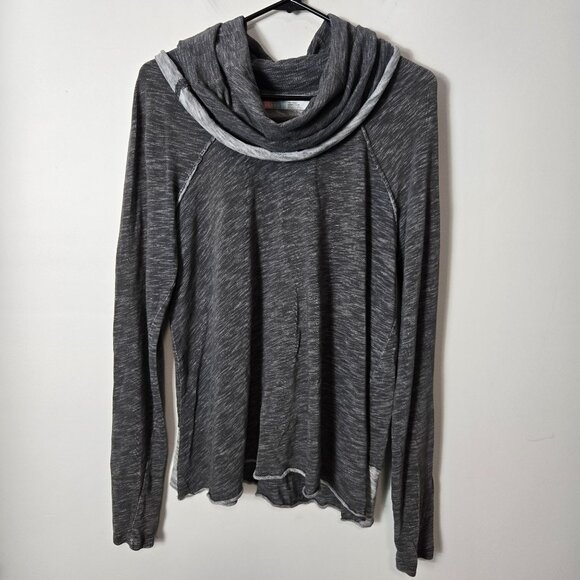 Free People Beach Size S Cotton Cocoon Cowl Neck Pullover Tunic Gray Oversized - Picture 1 of 9